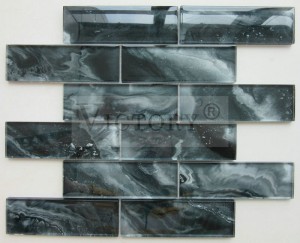 Najnoviji dizajn interijera Popularni zidni dekor Trakasti oblik Smeđa podzemna kupaonica Laminirani kristalni mramorni kameni uzorak Zidne pločice Mozaik