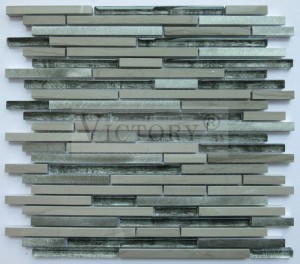 Dining Room Wall Decorative Strip Glass Aluminium Stone Mosaic Tile