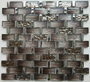 Culore Neru 23X48mm 8mm Spessore Mix Metal è Mosaicu di Vetru Piastrelle di Bagno Piastrelle Artistiche di Muru Linea d'Oro Long Strip Template Mosaicu di Vetru Vetru Electroplating Colore di Metallu Muru è Pavimentu è Fondo Decorazione di Muru Mosaicu