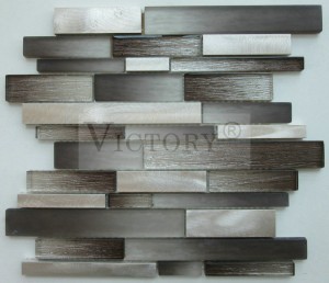 Üvegmozaik design konyhai Backsplash gradiens barna üvegmozaik csíkos laminált üveg alumínium kristály mozaik csempe