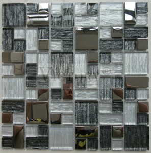 Sprchový kout Emperadortmavý mramor a barva kávy Skleněná mozaika Vysoce kvalitní 300*300 křišťálové mozaiky Backsplash Obkládačky Bílé a stříbrné skleněné čtvercové mozaikové dlaždice do kuchyně