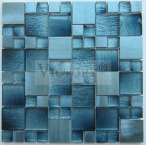 Mosaico de metal de vidro com design bonito para banheiro, azulejo metálico, mosaico de vidro, mosaico de vidro de cristal misto para decoração de parede moderna