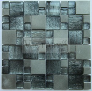 Glass Metal Mosaic Tiles Beautiful Design Μπάνιο Μπάνιο Μεταλλικό Πλακάκι Glass Mosaic Metal mixed Crystal Glass Mosaic για μοντέρνα διακόσμηση τοίχου