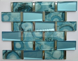 Sienų dekoratyvinės nuožulnios krištolinės stiklo plytos metro mozaikinės plytelės virtuvės Backsplash 3D nuožulnios stiklo mozaikos metro sienų plytelės krištolinio stiklo mozaika