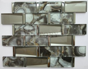 Wanddekorative abgeschrägte Kristallglas-Ziegel-Subway-Mosaikfliese Küchenrückwand 3D-abgeschrägtes Glasmosaik Subway-Wandfliesen Kristallglasmosaik