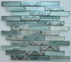 Mosaic de vidre d'injecció de tinta Mosaic de vidre d'impressió d'injecció de tinta de barreja de colors de nou disseny Mosaic de vidre per a rajoles de paret