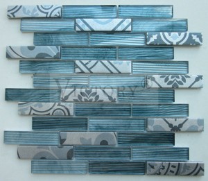Tembok Dapur Backsplash Pola Tile Inkjet Kaca Mosaik Desain Anyar Warna Campuran Inkjet Printing Kaca Mosaik pikeun Kotak Tembok