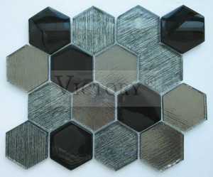 Hexagon Mosaic Tile ແກ້ວ Mosaic ກະເບື້ອງ Backsplash Mosaic Wall Decor