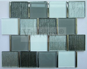 Krystallmosaikk Klart krystallglass blandet metallblandingsmosaikk for vegg- og bakplater Kinesisk dekorativ krystallglassmosaikkfliserprodusent