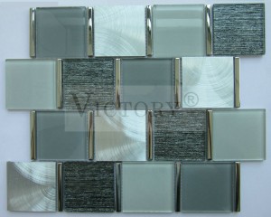 Mosaico de cristal Vidro de cristal transparente Mosaico de mestura de metal mesturado para parede e contra salpicaduras Fabricante de azulexos de mosaico de cristal decorativo chinés