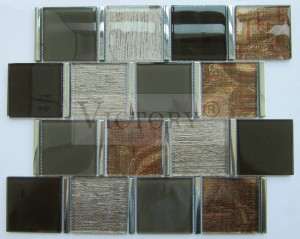 Mosaik Kristal Kaca Kristal Bening Campuran Logam Campuran Mosaik untuk Dinding dan Backsplash Produsen Ubin Mosaik Kaca Kristal Dekoratif Cina