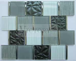 Mosaic de vidre Vidre de vidre transparent Mosaic de barreja de metall mixt per a paret i contraespaix Fabricant xinès de rajoles de mosaic de vidre decoratiu
