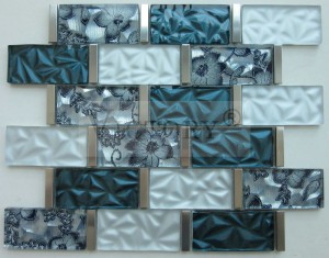 China Crystal Glass Mosaic Backsplash Πλακάκι τοίχου μετρό καθρέφτη Bevel Κρυστάλλινο εστιατόριο μπάνιου Κεραμικό μωσαϊκό Purple πλακάκι μετρό