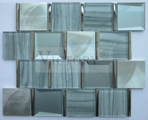 Mosaico de cristal Vidro de cristal transparente Mosaico de mestura de metal mesturado para parede e contra salpicaduras Fabricante de azulexos de mosaico de cristal decorativo chinés