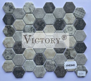 Hexagon Mosaic Pločica Mozaik Umjetnost Umjetnost u mozaicima Stakleni mozaik Backsplash