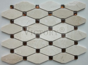 Tile Mosaic Dabaqa Hexagon ee Marble Mosaic Backsplash Carrara Dufanka Mosaic Hexagon Cadaan/Madaw/Gray Marble Dhagaxa Mosaic Tile ee Jikada dhabarka