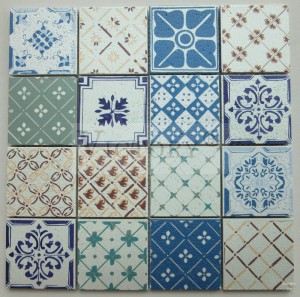 Samfurin Neman Kyawun Launi Inkjet Dijital Buga Square Stone Mosaic Tile Hot Sale Square Inkjet Printing Mix Color Marble Dutse Mosaic