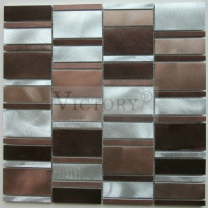 Højkvalitets metal aluminiumslegering mosaik børstet til køkken uregelmæssig god kvalitet aluminium metal mosaik