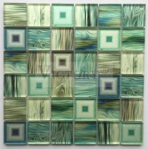 Mosaico de madera laminada de inyección de tinta Mosaico azul Azulejo mosaico de vidrio verde Mosaico griego antiguo Azulejo mosaico colorido
