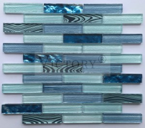 Strip Shine Crystal Glass mozaik klasszikus stílusú forró akciós üvegmozaik konyhai backsplash csempe 3D tintasugaras klasszikus marokkói design színes üveg anyagú mozaik backsplash csempe
