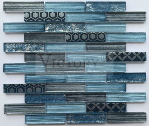 रसोई बैकस्प्लैश टाइल्स के लिए स्ट्रिप शाइन क्रिस्टल ग्लास मोज़ेक शास्त्रीय शैली हॉट सेल ग्लास मोज़ेक 3डी इंकजेट क्लासिक मोरक्कन डिज़ाइन रंगीन ग्लास सामग्री मोज़ेक बैकस्प्लैश टाइल