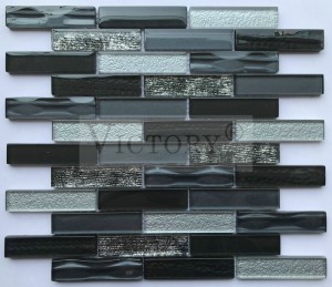 Strip Shine Crystal Glass Mosaic Classical Style Hot Sale Ապակե խճանկար խոհանոցի ետսփլեյշ սալիկների համար 3D inkjet դասական մարոկկյան դիզայն Գունավոր ապակե նյութ Մոզաիկա հետսփլեյշ սալիկ