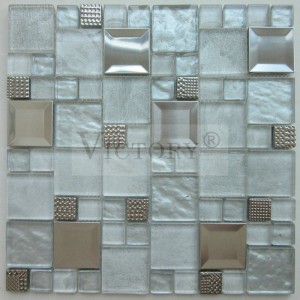 Irin Moseiki Alagbara Irin Moseiki Aluminiomu Moseiki Metallic ID Mix Mosaic Metallic Silver Mosaic Tiles