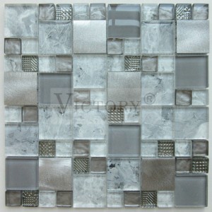 Irin Moseiki Alagbara Irin Moseiki Aluminiomu Moseiki Metallic ID Mix Mosaic Metallic Silver Mosaic Tiles