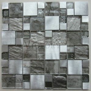 Sklo ve směsi s hliníkovou mozaikou Černé kovové mozaikové dlaždice Kartáčované kovové mozaikové dlaždice Mozaika Backsplash Myšlenky