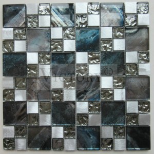 Alüminyum Mozaik ile Karışık Cam Siyah Metalik Mozaik Fayans Fırçalanmış Metal Mozaik Fayans Mozaik Backsplash Fikirleri