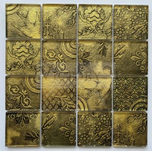 Backsplash dizajn Zlatna rasprodaja prilagođeni stil zlatno srebrno zidne pločice kristalno staklo mozaik Luksuzni zlatni kvadratni 3D stakleni kristalni mozaik za zidnu dekoraciju