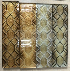 Disseny de backsplash Venda daurada Estil personalitzat Mosaic de vidre de vidre d'or Plata Mosaic de vidre de vidre 3D Quadrat de fulla d'or per a la decoració de paret