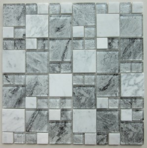 Harmaa marmorimosaiikki suosittu muotoilu seinä- ja lattiakoristeluun Uusi tyyli kangastekstuurimuotoilu alumiinimetallimosaiikki moderniin seinäkoristeluun