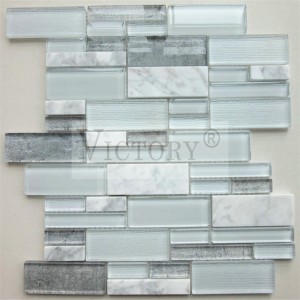 Kanton Victory Glass and Stone Mosaic Tile Carrara Marble Mosaic Tiles Marble Mosaic Tile Backsplash
