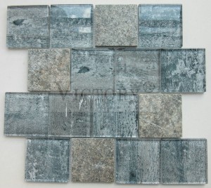 Saksamaa stiilis ehituskaunistusmaterjal kristallmosaiikplaat Hiina valmistamine klaasisegu kivimosaiikdekoorplaat