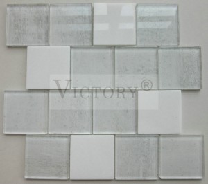 ʻO Kelemānia kaila hale hoʻonaninani Material Crystal Mosaic Tile China Manufacturing Glass Mix Stone Mosaics Decor Tile