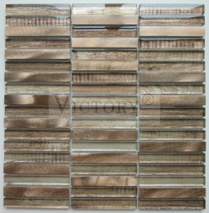 300*300 Metal Tile Strip Glass Mosaic Crystal Mosaic Tile for Lobby Wall Factory Άμεση χονδρική πώληση καλής ποιότητας Strip Grey Glass Metal Mosaic Tile