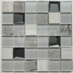 Kvadratinės mozaikinės plytelės Marmurinės mozaikinės plytelės Akmens mozaikos Backsplash juodos ir baltos mozaikinės plytelės