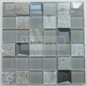 Azulejos de mosaico quadrados Mármore Azulejo de mosaico de pedra Backsplash Azulejo de mosaico preto e branco