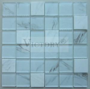 Rajoles de mosaic quadrades Rajoles de mosaic de marbre Mosaic de pedra Backsplash Rajola de mosaic en blanc i negre