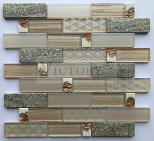 ກະເບື້ອງ Mosaic Subway Tile ທໍາມະຊາດ Stone Mosaic Tile Mosaic Wall Art Crystal Mosaic ຫ້ອງນ້ໍາ Mosaic