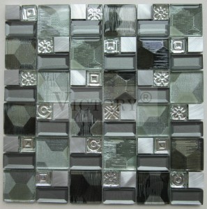 Piastrelle di Mosaicu Quadratu Piastrelle di Mosaicu di Metallu Piastrelle di Mosaicu di Cristalli di Cucina