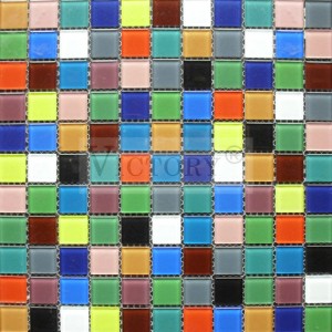 Green Mosaic Tile Red Mosaic Tiles Blue Mosaic Tile Mai launi Mosaic Tile Ƙananan Fale-falen fale-falen fale-falen fale-falen Kauri 4mm Square Dark Blue Glass Mosaic don SPA Design Foshan Factory mai arha mai launi Crystal Mosaic Tiles