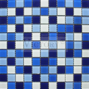 Azulejo de mosaico verde Azulejos de mosaico rojos Azulejo de mosaico azul Azulejo de mosaico colorido Azulejos de mosaico pequeños Espesor cuadrado Cuadrado de 4 mm Mosaico de vidrio azul oscuro para diseño de SPA Fábrica de Foshan Azulejos de mosaico de cristal coloridos baratos