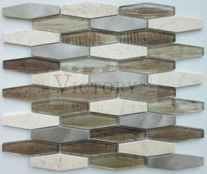 Хорошая цена шестигранная ромбовидная форма мраморная стеклянная матовая алюминиевая мозаика для продажи для декора стен
