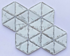 Vintage Style Luxury Flower Design 3D Crystal Glass Mosaic Tile Customized Art Pattern Design Decoration බිත්ති සඳහා අලංකාර මල් මොසෙයික් ටයිල්