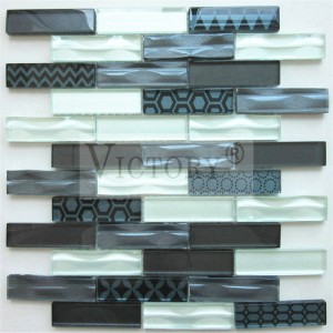 ビクトリーガラスモザイクタイル 装飾モザイクタイル モザイク浴室タイル 黒と白のモザイクタイル