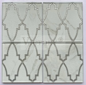 Novos designs decoração de casa casa moderna formas de flores requintadas mosaico de vidro cor branca mosaico de cristal folheado a ouro para decoração de casa preço de atacado ladrilhos de mosaico de vidro branco Carrara para paredes