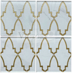Nové vzory Dekorácia domova Moderný dom Vynikajúce tvary kvetov Sklenená mozaika Biela farba Zlatá fóliovaná krištáľová mozaika pre domácu dekoráciu Veľkoobchodná cena Carrara Biela sklenená mozaiková dlažba na steny