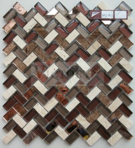 Brązowa/szara Backsplash Jodełka szklana mozaika do dekoracji ścian Mozaika Dream House Jasnoszary Design Kształt paska Szklana kryształowa mozaika dekoracyjna